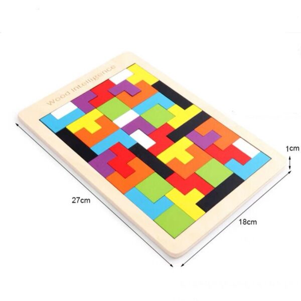 Colorful wooden tangram puzzle toy wooden tetris game  intelligence education kid educational toy child wooden puzzle toy gift - Image 6