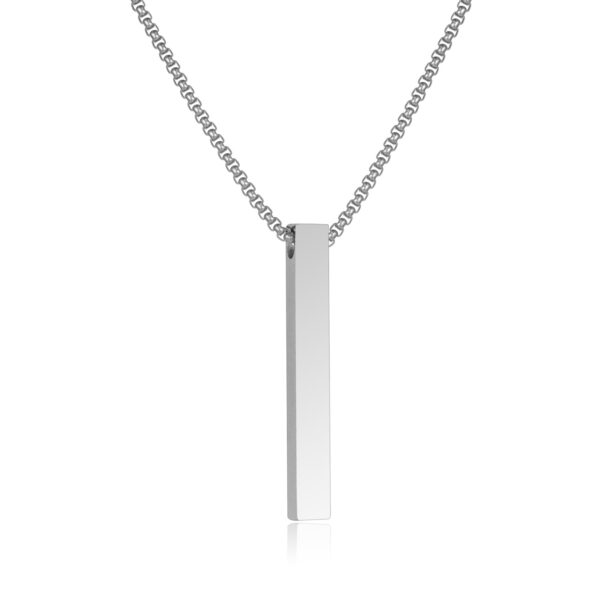 Simple Couple Necklace Four-Sided Cylinder Lettering Necklace Three Color Polished Three-Dimensional Necklace Stainless Steel - Image 3