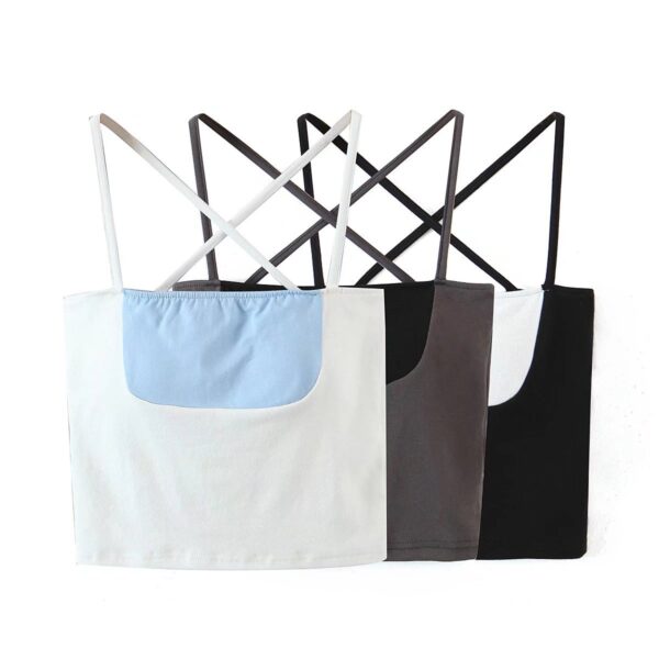 Summer New Fashion Sexy Contrast Color Stitching Cross Slim Bottoming Small Sling Women