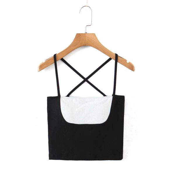 Summer New Fashion Sexy Contrast Color Stitching Cross Slim Bottoming Small Sling Women - Image 5