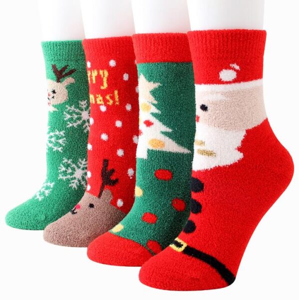 Winter Warm Coral Velvet Christmas Stockings Thickening Elk Socks - Image 2