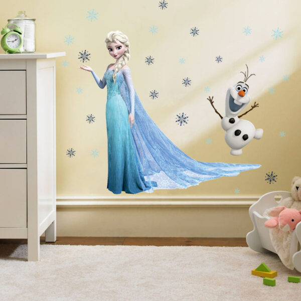 Cartoon Frozen Wall Stickers Elsa Princess Olaf Wall Stickers Tags For Living Room, Girls Room, Bedroom, Chirdren Room - Image 3