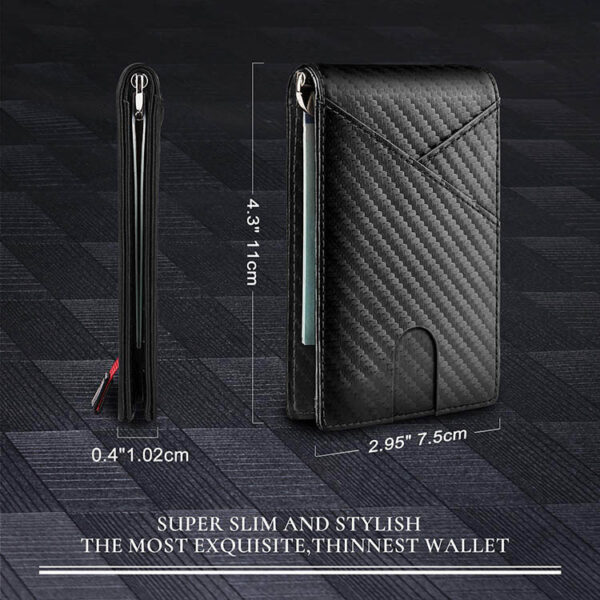 New Carbon Fiber Dollar Clip Contrast Color Pull Leather Wallet Wallet Men's Banknote Clip Wallet - Image 3