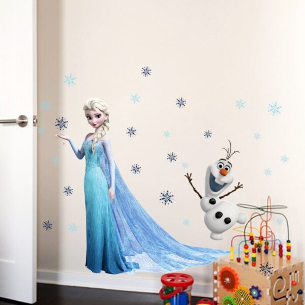 Cartoon Frozen Wall Stickers Elsa Princess Olaf Wall Stickers Tags For Living Room, Girls Room, Bedroom, Chirdren Room - Image 2