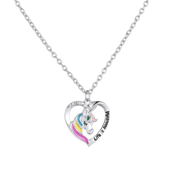 New Unicorn Necklace Jewelry Rainbow Horse Oil Drop Pendant Necklace - Image 5