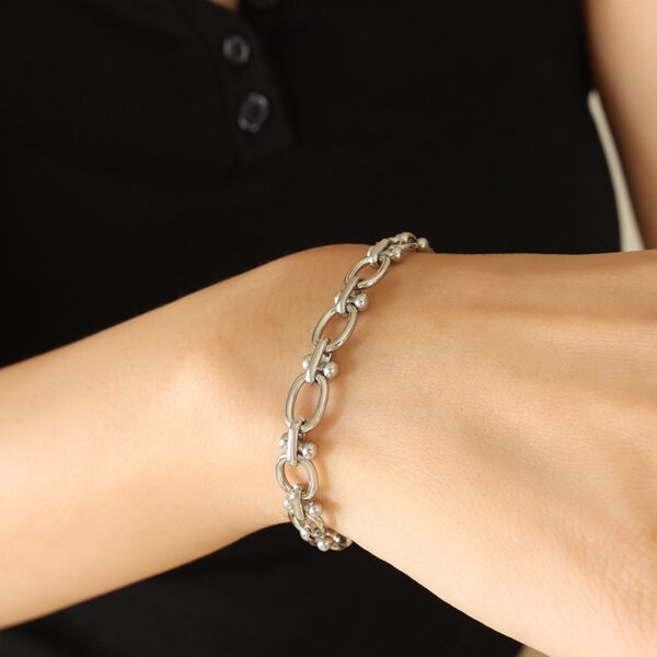 Thick chain interlocking couple girl gift bracelet jewelry accessories - Image 2