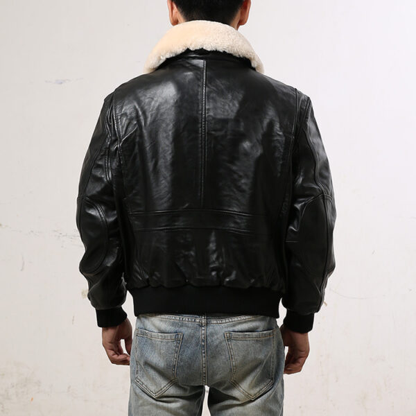 Sheepskin Jacket Casual Aviation Flight Suit Leather Jacket - Image 2