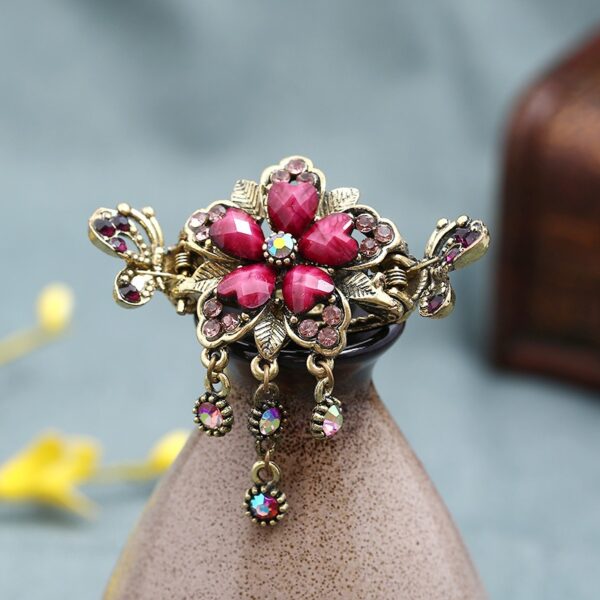 Hanfu Headdress Exquisite Hairpin Jewelry Rose Alloy Headdress Catch Clip Fashion Crab Grab Hairpin Female - Image 3