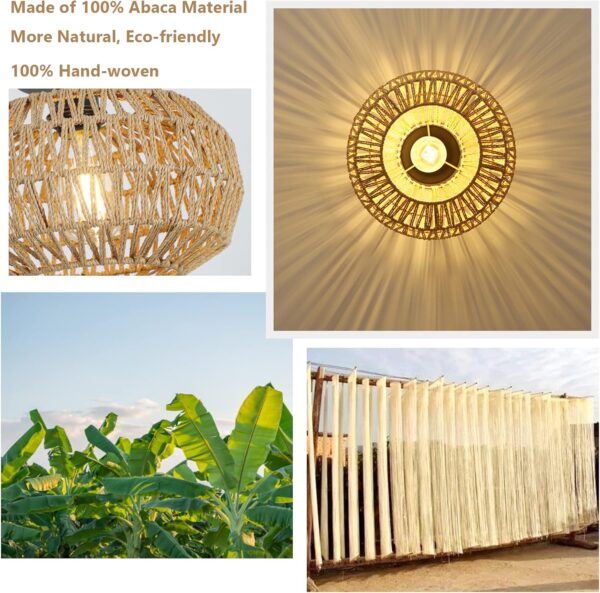 Rattan Light Fixtures Ceiling Mount,Boho Ceiling Light Fixture with Dimmable LED Bulb Mini Hand Woven Rattan - Image 5