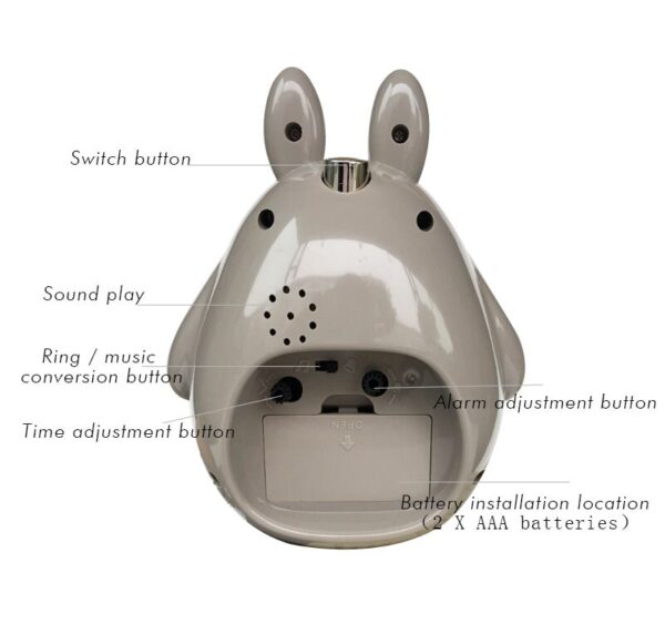 Household Decor TOTORO Quartz Table Clock Bed Room Clock Alarm Clock Snooze Alarm Clock Pokemon LED Light Mute Silent - Image 5