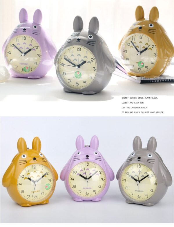 Household Decor TOTORO Quartz Table Clock Bed Room Clock Alarm Clock Snooze Alarm Clock Pokemon LED Light Mute Silent - Image 2